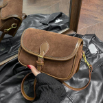 Yogodlns Winter Vintage Moterų Crossbody Krep&scaron;iai Madingi Dirbtinės zom&scaron;os atvartas Dizainas Pečių Pažastų Krep&scaron;ys Vienspalvės Universalios Moteri&scaron;kos rankinės 22x8x15cm