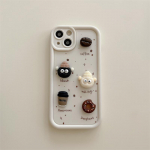 Mielas linksmas 3D rutulinis kavos silikoninis telefono dėklas, skirtas iPhone 11 13 12 14 15 16 Pro Max 12 13 14 15 16 Pro korėjiečių animacinių filmų smūgiams atsparus dangtelis iPhone 13
