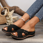Fashion Women Retro Slippers Soft Bottom Luxury Sandals Footwear Indoor Outdoor Design Slippers Low Heels Slides Women Zapatos De Mujer 36 raudona