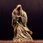 Žalvarinis Grim Reaper statula Jaudinantis juodas apsiaustas chalatas Naktinis žalvarinis darbastalio figūrėlės papuo&scaron;alai Siaubo vaiduoklis skulptūros dekoracijos žalvaris