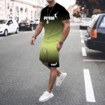 Vasaros kar&scaron;to i&scaron;pardavimo vyri&scaron;kas 3D vyri&scaron;kas gradientinis kostiumas, madingas laisvalaikio vyri&scaron;kas trumpomis rankovėmis mar&scaron;kinėliai + &scaron;ortai, dviejų dalių sportinės aprangos komplektas M