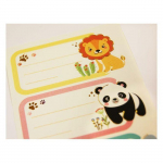 12 &eacute;tiquettes adh&eacute;sives scolaires - Rectangle - Petits animaux - Dorures