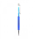 Pierres et Min&eacute;raux. Stylo min&eacute;raux Apatite bleu neon brut Madagascar. Couleur Bleu.