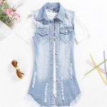 Džinsinė striukė Pavasarinė striukė be rankovių dėvimi megztiniai, vienaeiliai Casacos Jean &scaron;varkai, moteri&scaron;ki M mėlyna