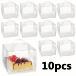 10 vnt. Skaidrios tortų dėžutės: Sulankstomas su rankenomis Puikiai tinka eksponuoti ir dovanoti kepinių malonumus 10pcs 13&times;13&times;11cm