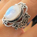 Antikvariniai papuo&scaron;alai Žiedai Rainbow Moonstone Ring Vestuviniai papuo&scaron;alai 5