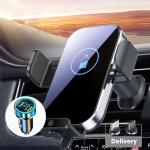 Belaidis automobilinis įkroviklis 66W Greitas įkrovimas Automatinis užspaudimas Oro ventiliacijos automobilinis telefono laikiklis su LED lempute skirtas iPhone 16 15 14 Pro Max