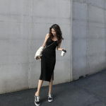 Summer 2024 Women's Mid-Length Suspender Dress with Slits - Slimming & Chic Outerwear XL juoda
