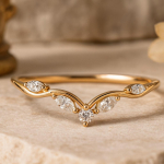 Moissanite lenkta statement žiedas, rožinio aukso padengtas sidabro papuo&scaron;alas, gimtadienio dovana jai, jubiliejinis stacking žiedas K sidabras