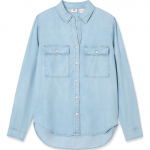 Levis SS24 Vasaros Kolekcija Džinsinė Vienspalvė Laisva Ilgomis Rankovėmis Mar&scaron;kiniai Moteri&scaron;ki Mar&scaron;kiniai &Scaron;viesiai Mėlyna 001BO-0001 L