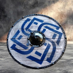 60,96 cm Autenti&scaron;kas mū&scaron;yje naudotas medinis vikingų skydas kario skydas senovės karo apvalus skydas geriausia dovana dekoratyvinis