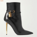 Vienos spalvos Smailianosiai Ankle Boots Auksinė Sagtis Metalinis Kulnas Stiletto Kulnas 10CM Moteri&scaron;ki Lakiruotos Odos Suede Trumpi Batai 44 DYDIS 33