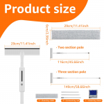 2 viename pur&scaron;kiamas langų valymo &scaron;epetys, 145 cm teleskopinis ilgas kotas, stiklo valytuvas, valymo įrankiai su 3 vnt. pakaitinėmis valymo &scaron;luostėmis