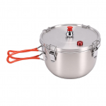 Stovyklavimo slėginis puodas Nerūdijančio plieno viryklė Slėginė keptuvė Lauko indai kuprinėms, žygiams, kelionėms 2500ML