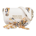 Versace Jeans Couture Logotipo Spaudos &Scaron;alikas Kaklarai&scaron;tis Atvartas Poliesteris Oda Mažas Apvalus Balnelio Pečių Crossbody Krep&scaron;ys Vidutinis Moteri&scaron;kos rankinės Baltas 74VA4BAB-ZS467-003 Basic Set (Bag+Dust Bag)