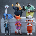 6 vnt./rinkinys Zootopia 2 gyvūnų veiksmo figūrėlės žaislas Judy Nick lapės figūrėlė PVC stalo dekoracija modelis lėlės žaislas gerbėjų dovana black