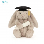 Absolventas Ki&scaron;kis 31cm Mink&scaron;tas pliu&scaron;inis su kepure ir diplomu Smėlio spalvos Kolekcionuojama dovana
