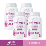 Kolageno kapsulės su biotinu, vitaminu C ir hialurono rūg&scaron;timi padeda i&scaron;laikyti odos elastingumą ir palaiko sveikus plaukus, nagus bei sąnarius. 120*4