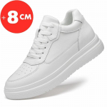 Vyri&scaron;ki auk&scaron;tį didinantys bateliai su paslėptu pakėlimu, 8 cm auk&scaron;tesni sportiniai batai, kvėpuojantys laisvalaikio madingi vaik&scaron;čiojimo batai, didelio dydžio 45 white