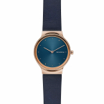 SKAGEN Moteri&scaron;kas Freja Mėlynos Odos Laikrodis Moteri&scaron;kas Kvarcinis Laikrodis Nerūdijančio Plieno Mineralinis 30m Sagties dalisLoginSectionRoot SKW2706 mėlyna