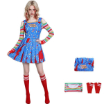Childs Play Chucky Helovino kostiumas suknelė i&scaron; poliesterio medžiagos suaugusiems ir vaikams Adult M blue