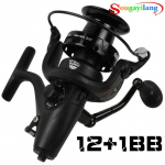 Spiningo žvejybos ritė 12+1bb Dviejų stabdžių tiekimo karpių ritė su galine Drag gėlo vandens arba sūraus vandens rite