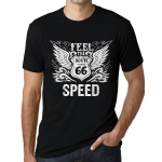 Vyri&scaron;kas vintažinis mar&scaron;kinėliai su grafika &bdquo;Feel The Speed&ldquo; Gilios juodos spalvos Baltas tekstas XS juoda