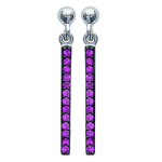 Les Tr&eacute;sors De Lily [K5164] - Boucles Argent 'D&eacute;esse' rose argent&eacute; (rhodi&eacute;) - 24x1. 5 mm raudona