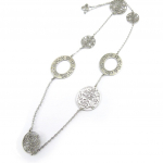 Altesse [K6010] - Collier sautoir acier 'Flora' argent&eacute;