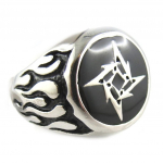 Bague cr&eacute;ateur 'Thorgal' noir argent&eacute; vieilli - 20x20 mm 56 juoda