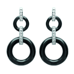 Les Tr&eacute;sors De Lily [L5662] - Boucles Argent 'Sissi' noir argent&eacute; (c&eacute;ramique) rhodi&eacute; - 25x12 mm