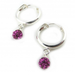 Les Tr&eacute;sors De Lily [N0316] - Cr&eacute;oles Argent 'Sissi' rose (5 mm) sidabras