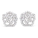 Les Tr&eacute;sors De Lily [N6268] - Boucles argent 'Rosa Romantica' blanc (rhodi&eacute;) - 11 mm
