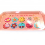 Smiley [L9082] - Plateau &agrave; cake 'Smiley' p&egrave;che -31x15 cm oranžinė