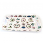 Les Tr&eacute;sors De Lily [N4291] - Plateau &agrave; cake 'Tea Time' blanc multicolore - 40. 5x20. 5 cm balta