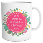 Les Tr&eacute;sors De Lily [Q3655] - Mug c&eacute;ramique 'Sagesse' (On ne diminue pas le bonheur en le partageant - Bouddha) - 9. 5x8 cm ry&scaron;kiai rožinė
