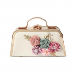 SCIONE Clutch Bag Moteri&scaron;kas trimatis gėlių vakarinis krep&scaron;ys 24cm*6.5cm*12cm balta