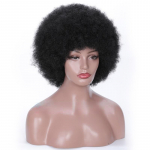 Afrikos juodi maži pūkuoti grynos spalvos perukai moterims with wig cap juoda