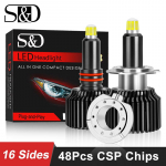2vnt 48 CSP H1 H3 H7 LED lemputė H8 H11 9005 HB3 9006 HB4 Canbus 360 automobilio priekiniai žibintai 18000LM automatiniai rūko žibintai 4300K ​​6000K 4300K ​​balta geltona turbo lemputė H7