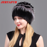 JERYAFUR audinės kailio kepurė Žieminė moteri&scaron;ka kailinė kepurė Natūrali triu&scaron;io rekso triu&scaron;io kailio kepurė Moteri&scaron;ka lapės kailio kepurė Nauja mada &Scaron;ilta slidinėjimo kepurė juoda