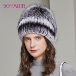 SOMALER žieminės triu&scaron;io kailio kepurės moterims &Scaron;iltos kailinės kepuraitės su kailinėmis uodegomis Madingos slidinėjimo kepurės