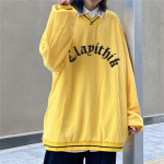 Gothic Hoodies Pavasarinis Moteri&scaron;kas Harajuku Style V formos megztinis megztinis Laisvas studenti&scaron;kas striukė ilgomis rankovėmis L juoda