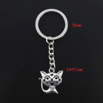 Madingas raktų pakabukas 24x21mm tu&scaron;čiaviduris &scaron;ypsena Star Cat Sidabrinės spalvos pakabučiai DIY Vyri&scaron;ki papuo&scaron;alai Automobilių raktų pakabuko žiedo laikiklis Suvenyras dovanai sidabras