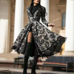 Lace Panel Coat Plus Size Maxi Suknelė Moteri&scaron;ka madinga ilga suknelė Vintažinė suknelė L