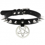 Nauja Goth Punk Spike Rivet Choker apykaklė moterims Steampunk Pentagram Kaklo papuo&scaron;alas Emo Kaklo dirželis Cosplay Chocker Gothic Priedai