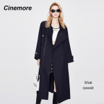 Cinemore moteri&scaron;kas vėjo striukė 2022 NAUJIENA Laisvalaikio ilgas paltas Solid Outwear Madingi Vintažinis rudens apsiaustas &Scaron;iltas laisvas &scaron;varkas 92222