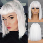 MERISIHAIR trumpas baltas pilkas perukas moteriai su kirpčiukais Moteri&scaron;kas Anime auk&scaron;tos temperatūros pluo&scaron;to sintetinis Cosplay perukas Lolita China