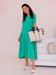 Laisva suknelė su apatiniu volanu ISSA Plus S žalia