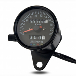 Cafe Racer Retro pritaikytas motociklo mechaninis spidometras su LED indikatoriumi, odometras 220 km/val. juoda