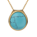 Les Tr&eacute;sors De Lily [R5608] - Pendentif Argent artisanal 'Meghan' turquoise dor&eacute; - 13x10 mm
